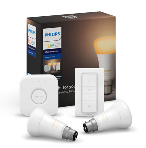 Philips White Ambience A60 B22 - 2 Piece Start Pack (with Dimmer Switch)