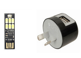 PowerTech Night Light USB Touch Light Mains Kit (1A)